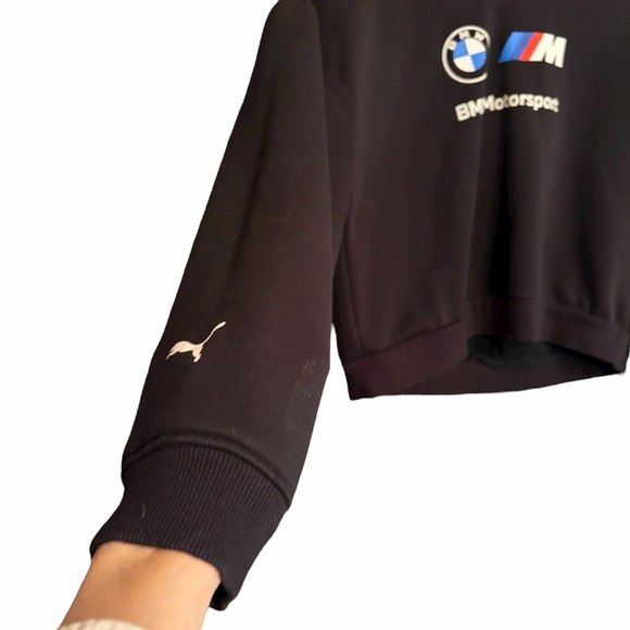 PUMA Women's  BMW M Motorsport Essentials Logo Cropped Hoodie-Size Medium - Picture 5 of 11